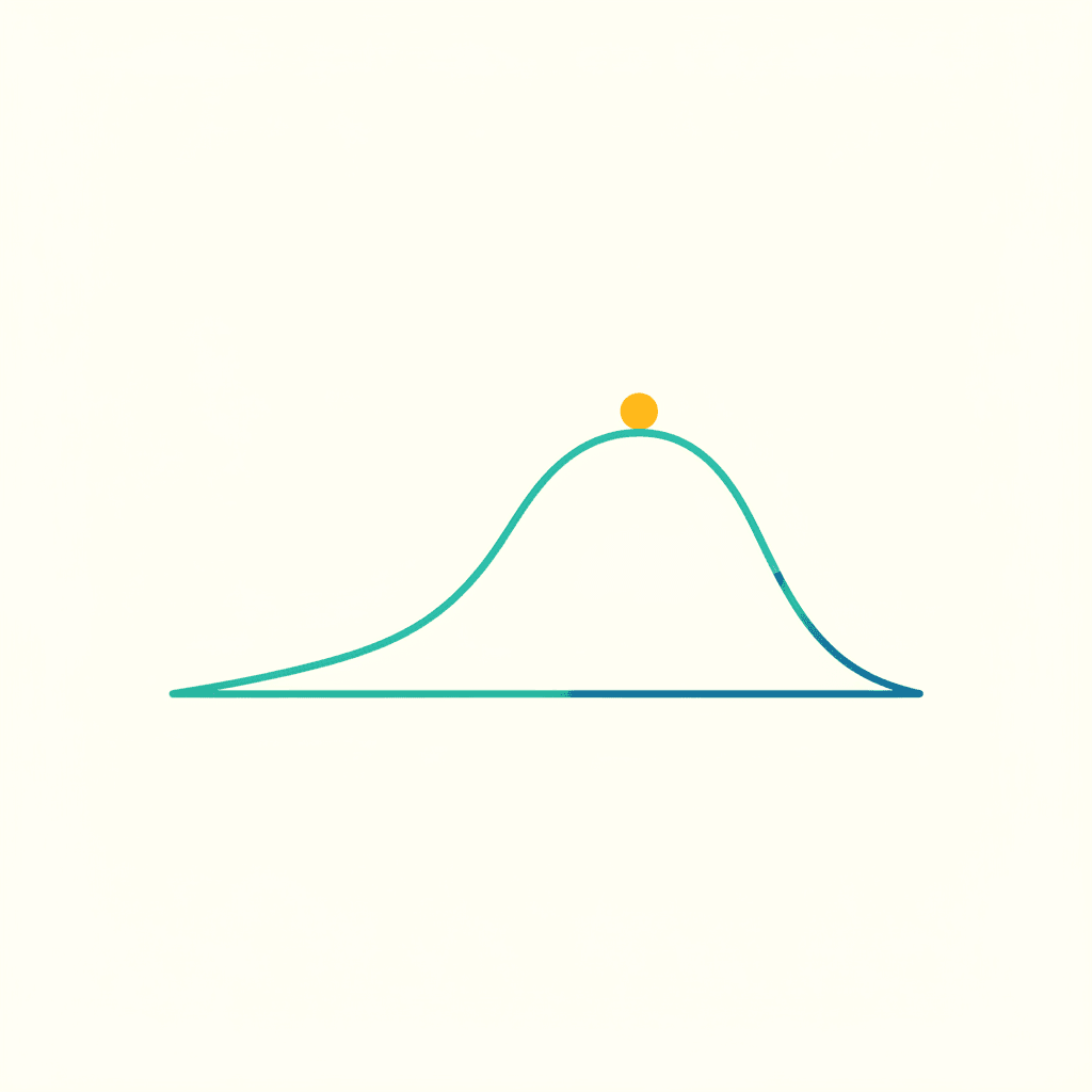 Ilustración vectorial plana de una curva de producción solar mensual en forma de campana, con el tramo más alto entre mayo y julio y los valles en diciembre y enero, sin texto