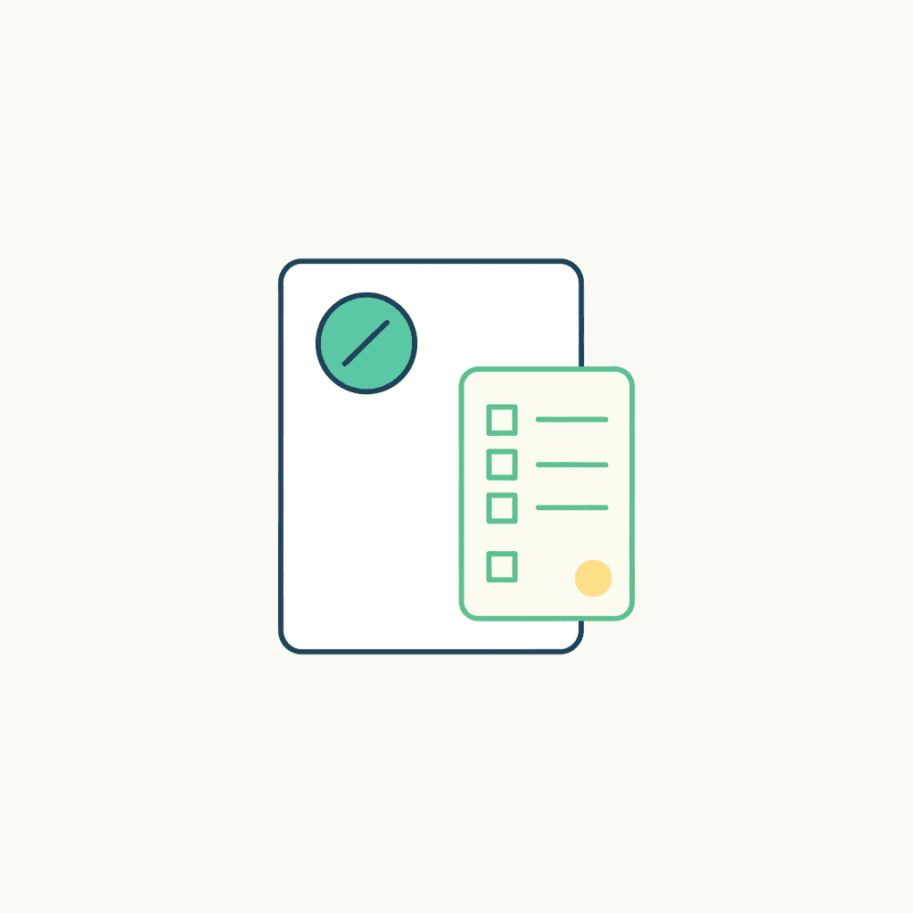 Documento de solicitud de subvención marcado como denegado junto a una lista de requisitos por revisar