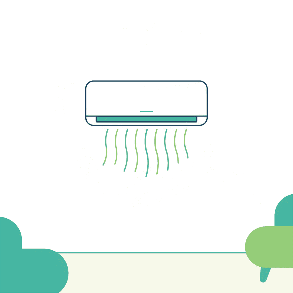 Aire acondicionado inverter manteniendo una temperatura estable en una habitación