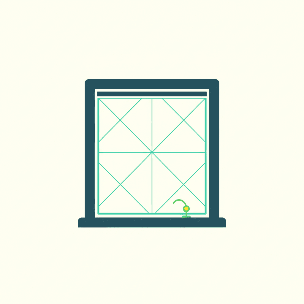 Ilustración vectorial plana de una ventana con una mosquitera integrada en su carril lateral junto a otra ventana con una mosquitera superpuesta atornillada al marco, sin texto