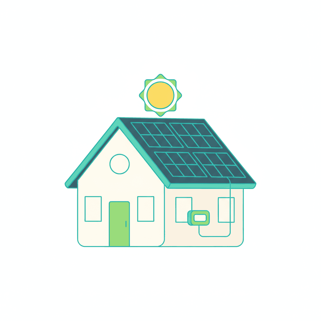 Vivienda unifamiliar de unos 100 m² con placas solares instaladas en el tejado