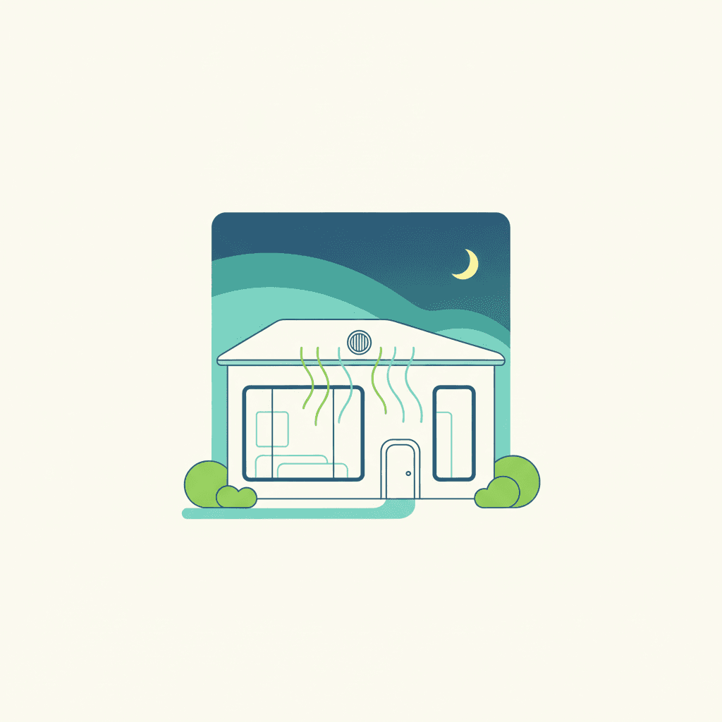 Casa fresca en verano con ventilación de doble flujo que introduce aire del exterior por la noche