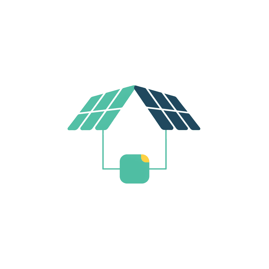 Esquema de varias cadenas de placas solares agrupadas por orientación e inclinación conectadas hacia las entradas del inversor