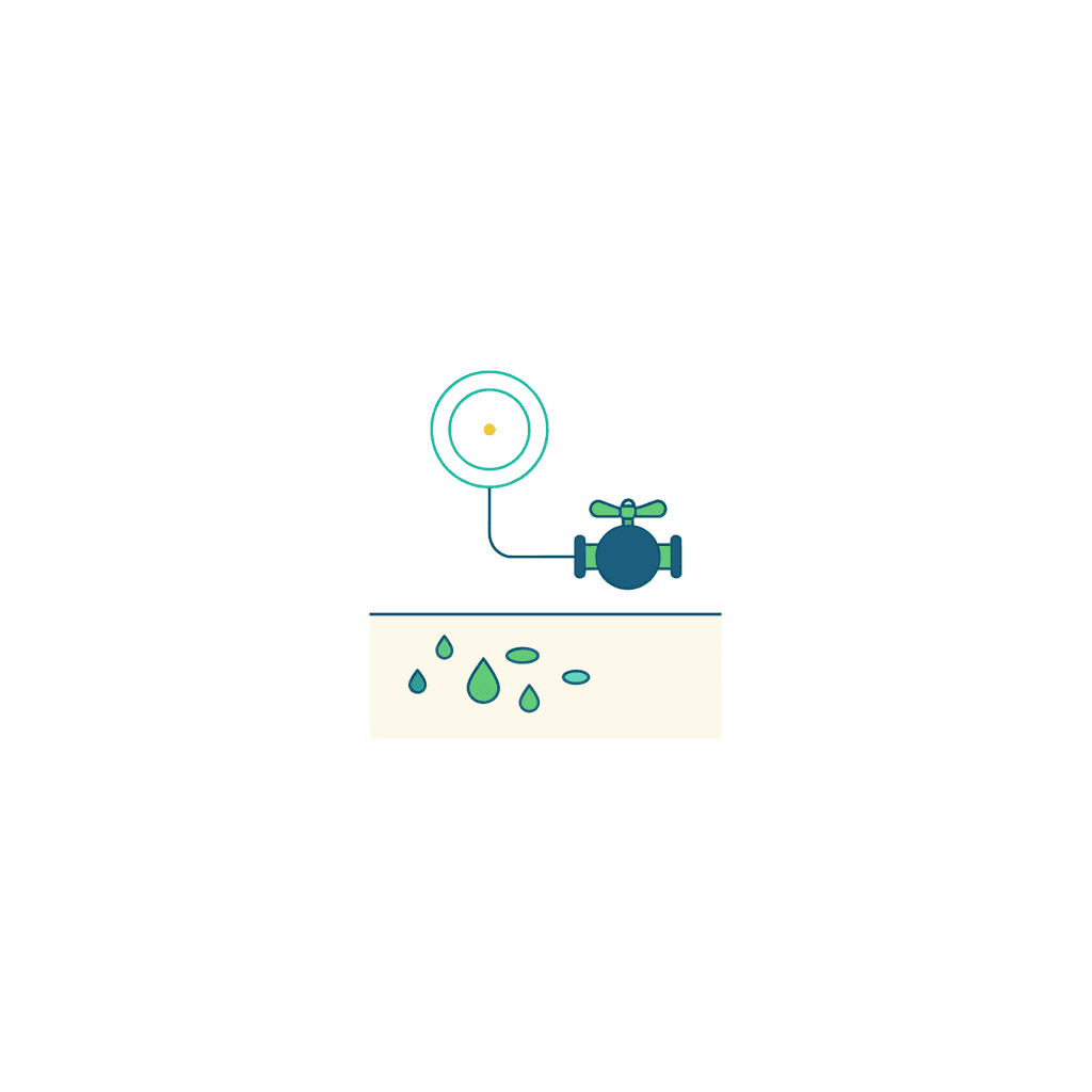 Ilustración de una sonda de humedad o punto de rocío regulando el circuito de suelo radiante refrescante para evitar condensaciones