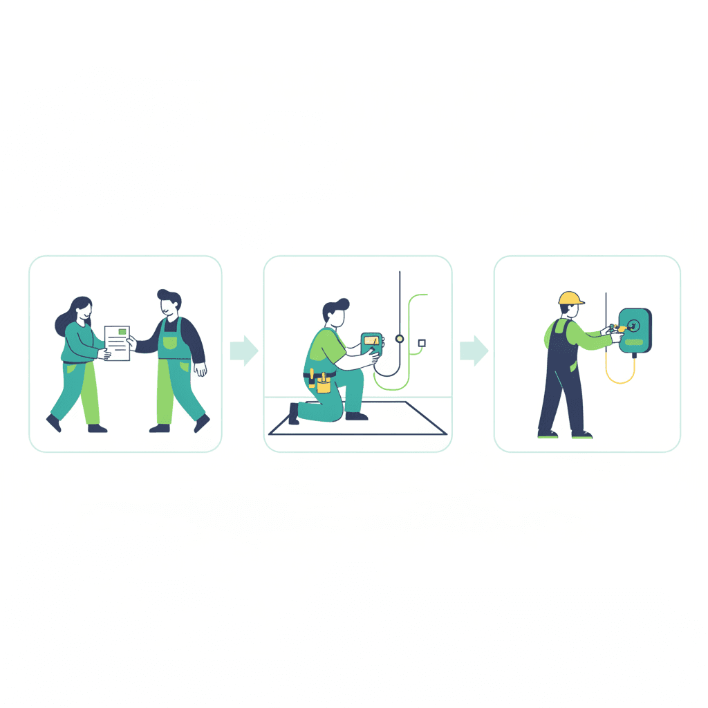 Secuencia de pasos para instalar un wallbox en un garaje comunitario, desde comunicarlo a la comunidad hasta montar el punto de recarga