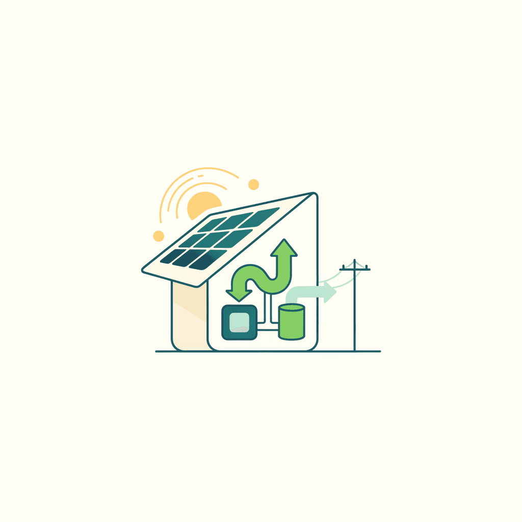 Placas solares en un tejado alimentando una vivienda con aerotermia
