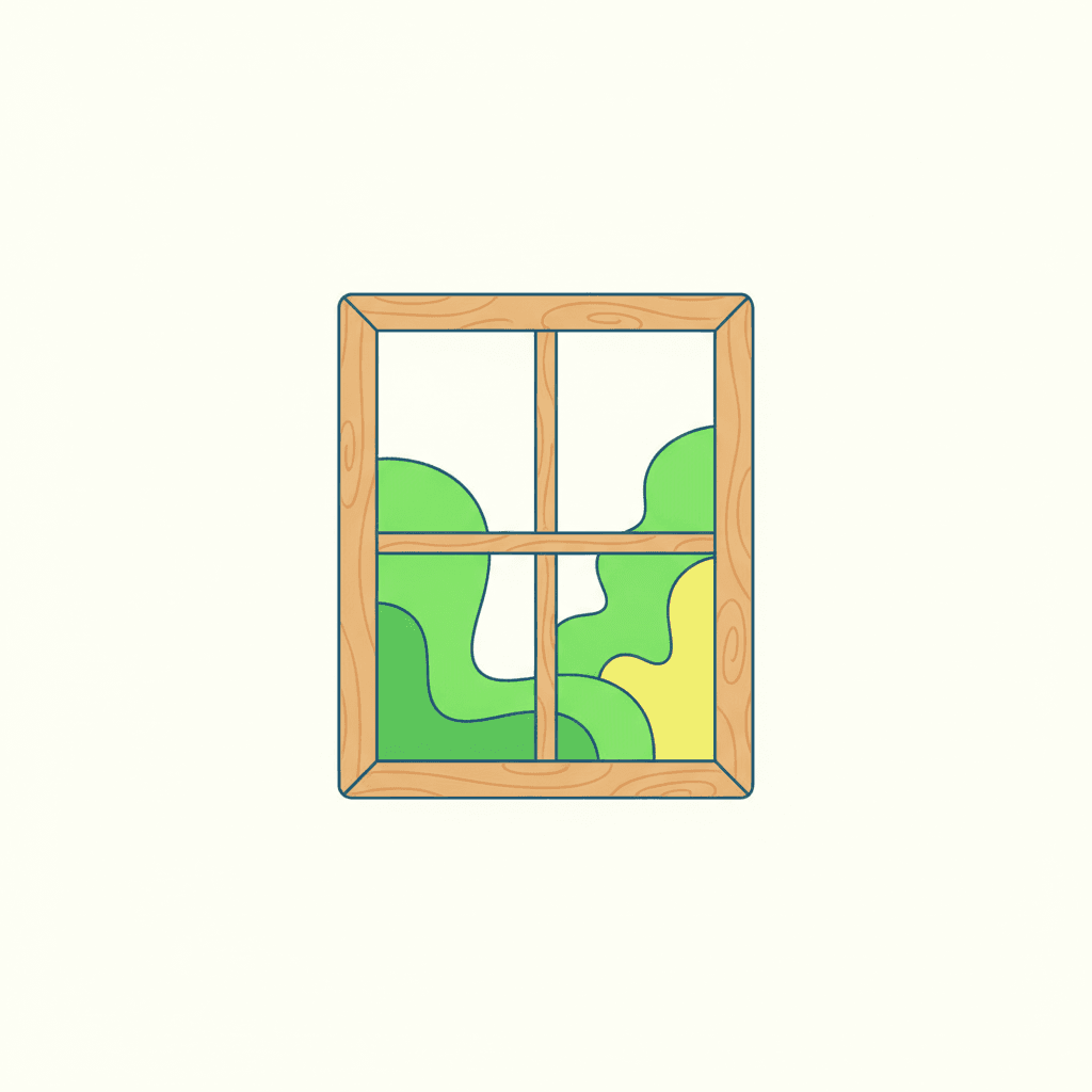 Ventana de madera en una vivienda con luz natural