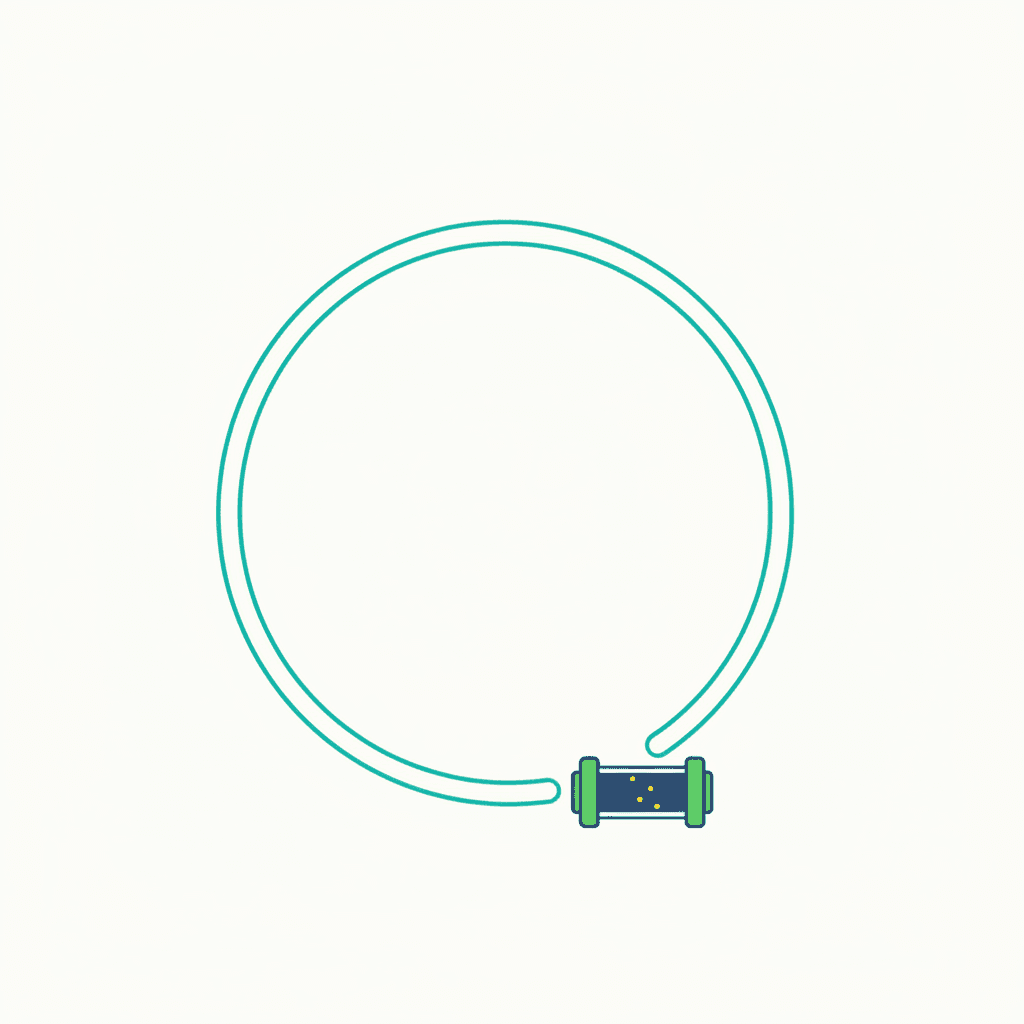Ilustración vectorial plana de un corte transversal de una vivienda mostrando el circuito de suelo radiante bajo el pavimento y el colector desde donde se hacen la mayoría de las revisiones, sin texto