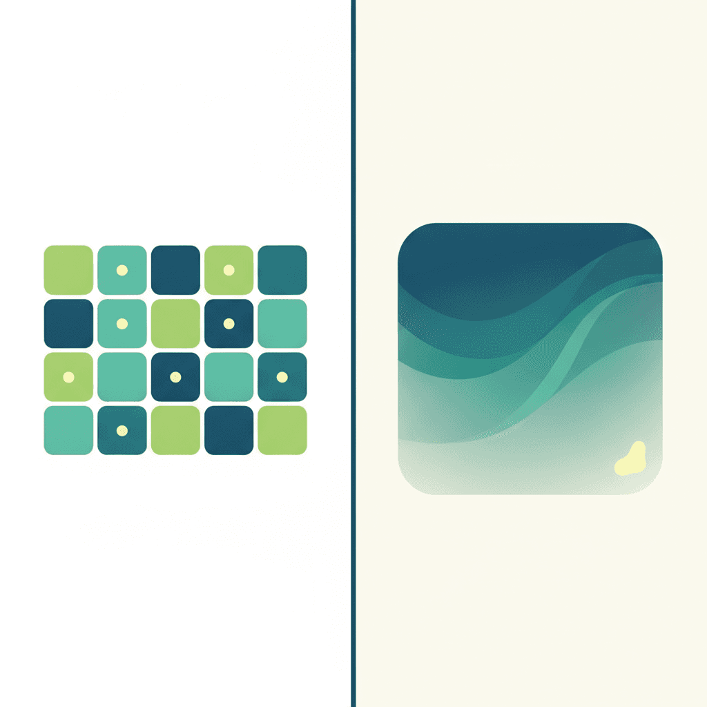 Comparación visual entre un panel con células separadas sobre vidrio que deja pasar luz en forma de celosía, y un panel de capa fina semitransparente con un tono uniforme parecido a un vidrio ahumado